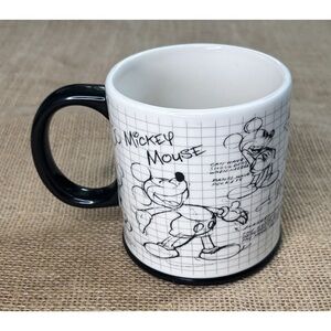 Disney Mickey Mouse Sketchbook Mug Cup 17 Ounce Black White Whimsical Novelty